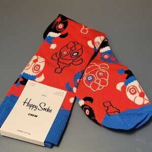 Happy Socks Men's Red and Blue Crew Socks